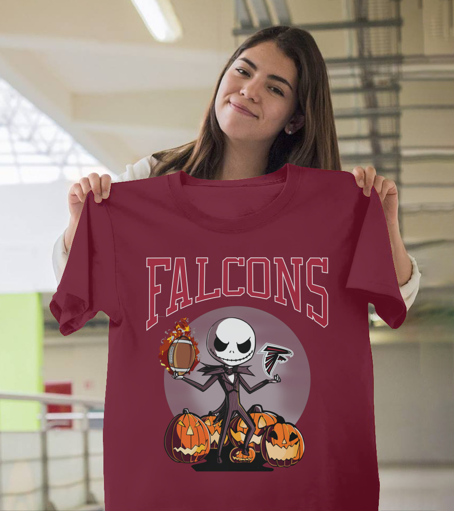 Falcons Halloween Jack Skellington Atlanta Football Pumpkin T-Shirt