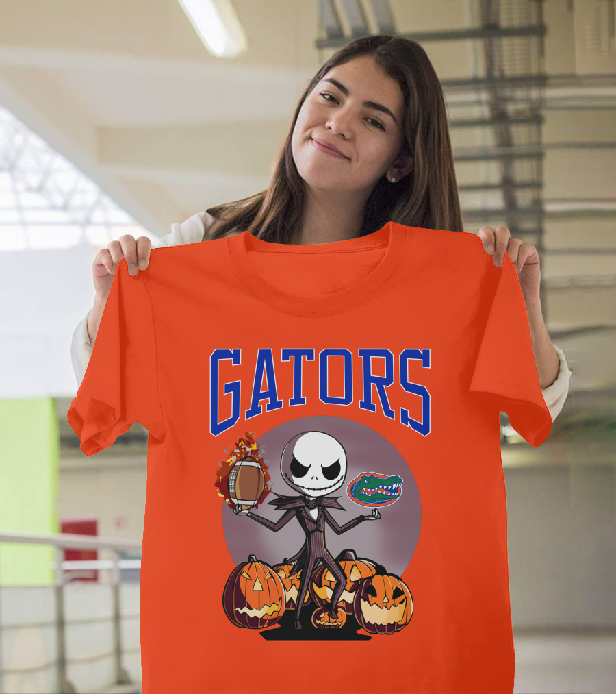Gators Jack Skellington Florida Halloween Football Pumpkins T-Shirt