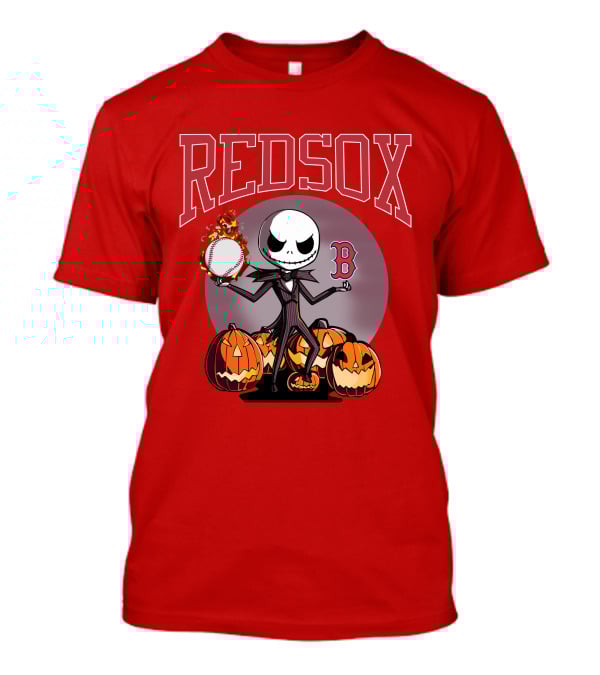 Red Sox Jack Skellington Halloween Pumpkins Baseball T-Shirt