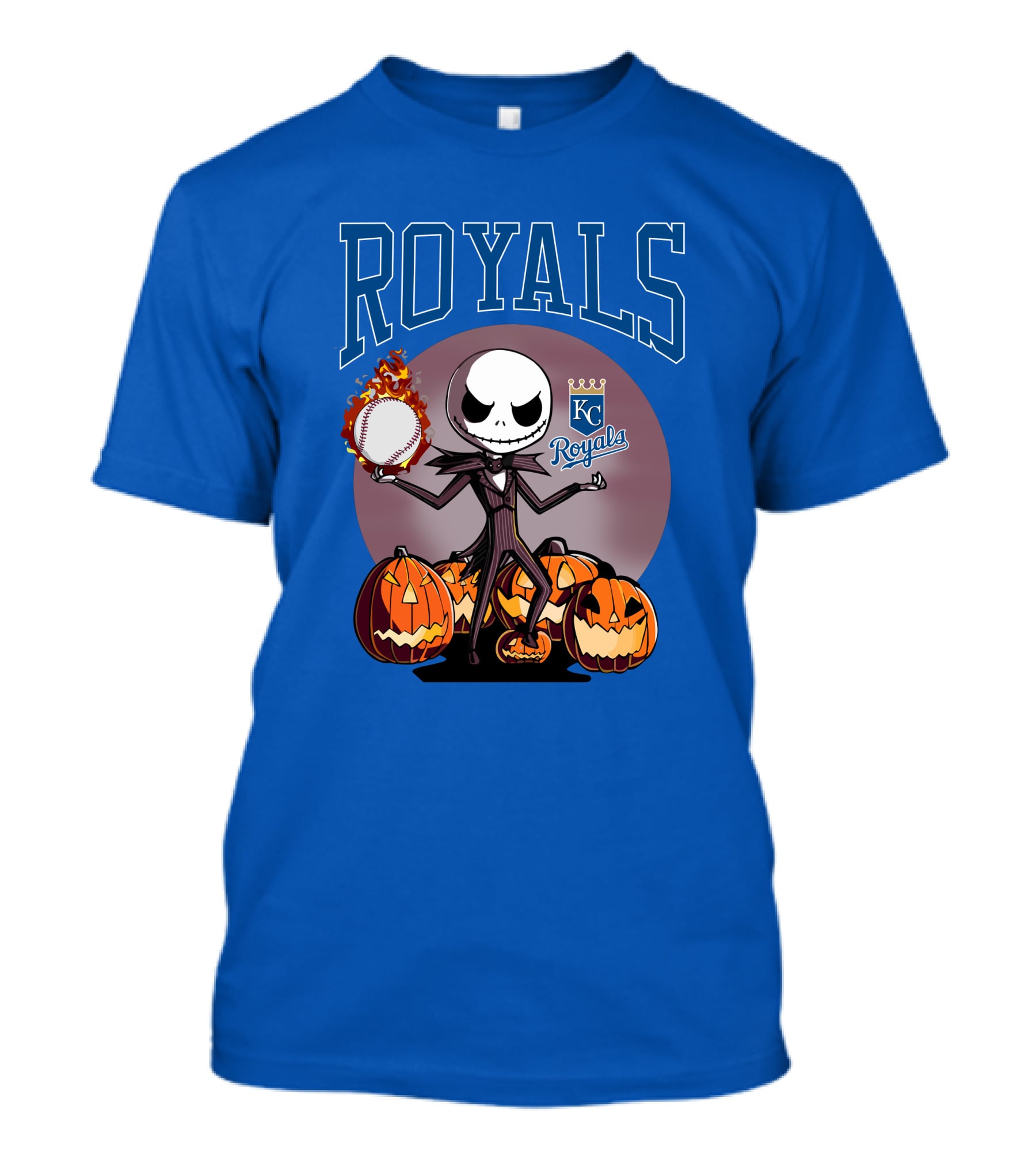Royals Kansas City Halloween Jack Skellington Baseball Jack-o'-Lanterns T-Shirt