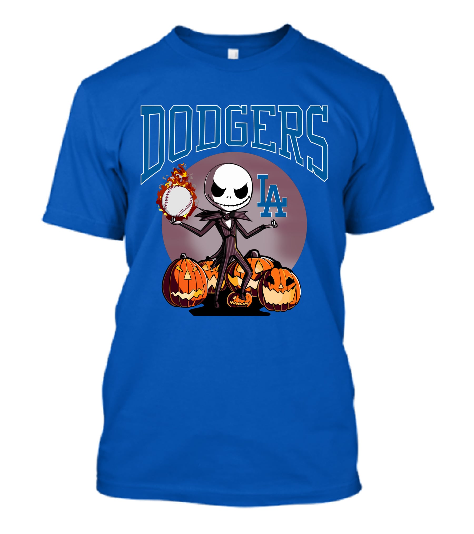Dodgers LA Jack Skellington Baseball Halloween Pumpkins T-Shirt