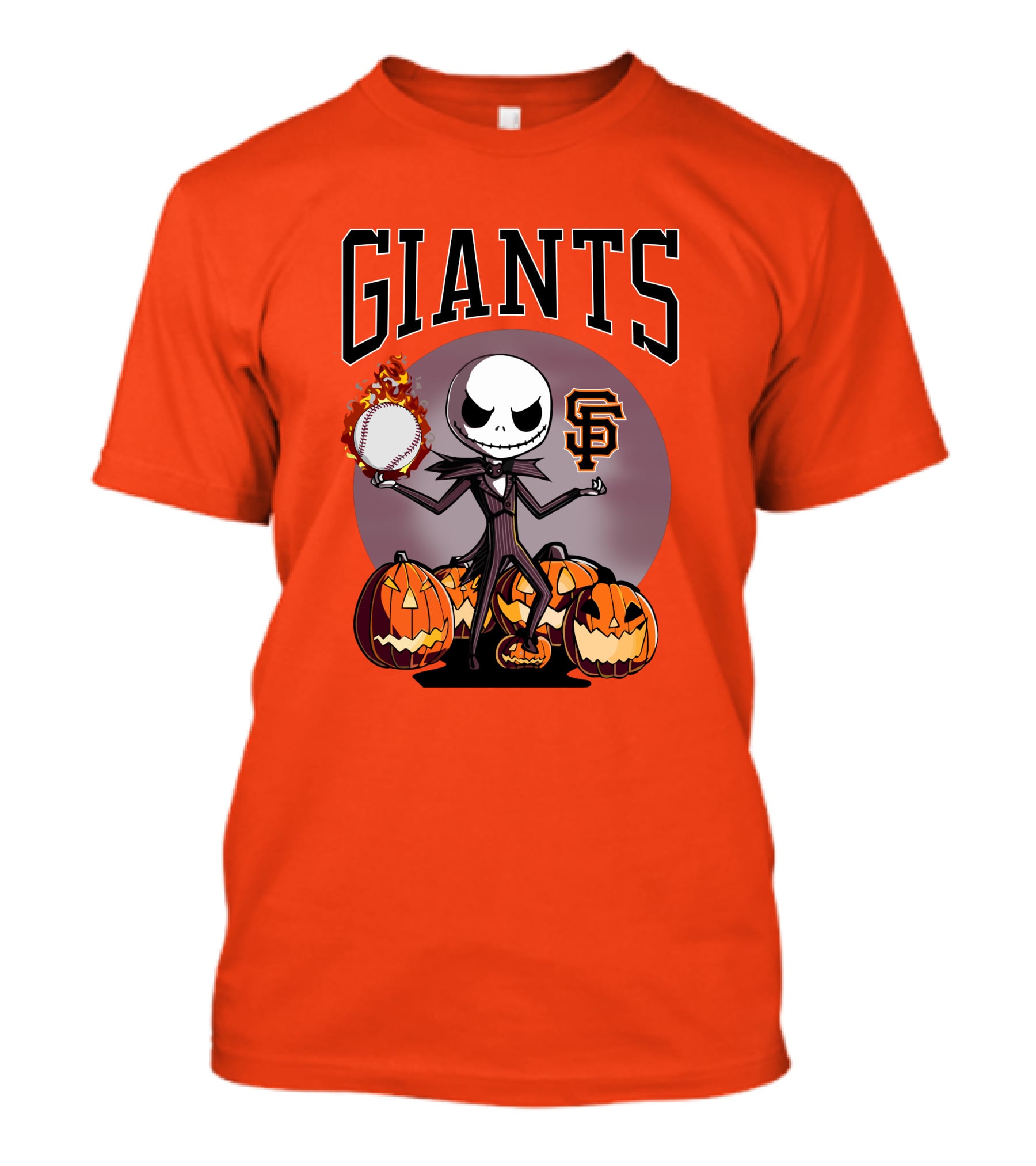 Giants Jack Skellington SF Logo Halloween Pumpkins Baseball T-Shirt