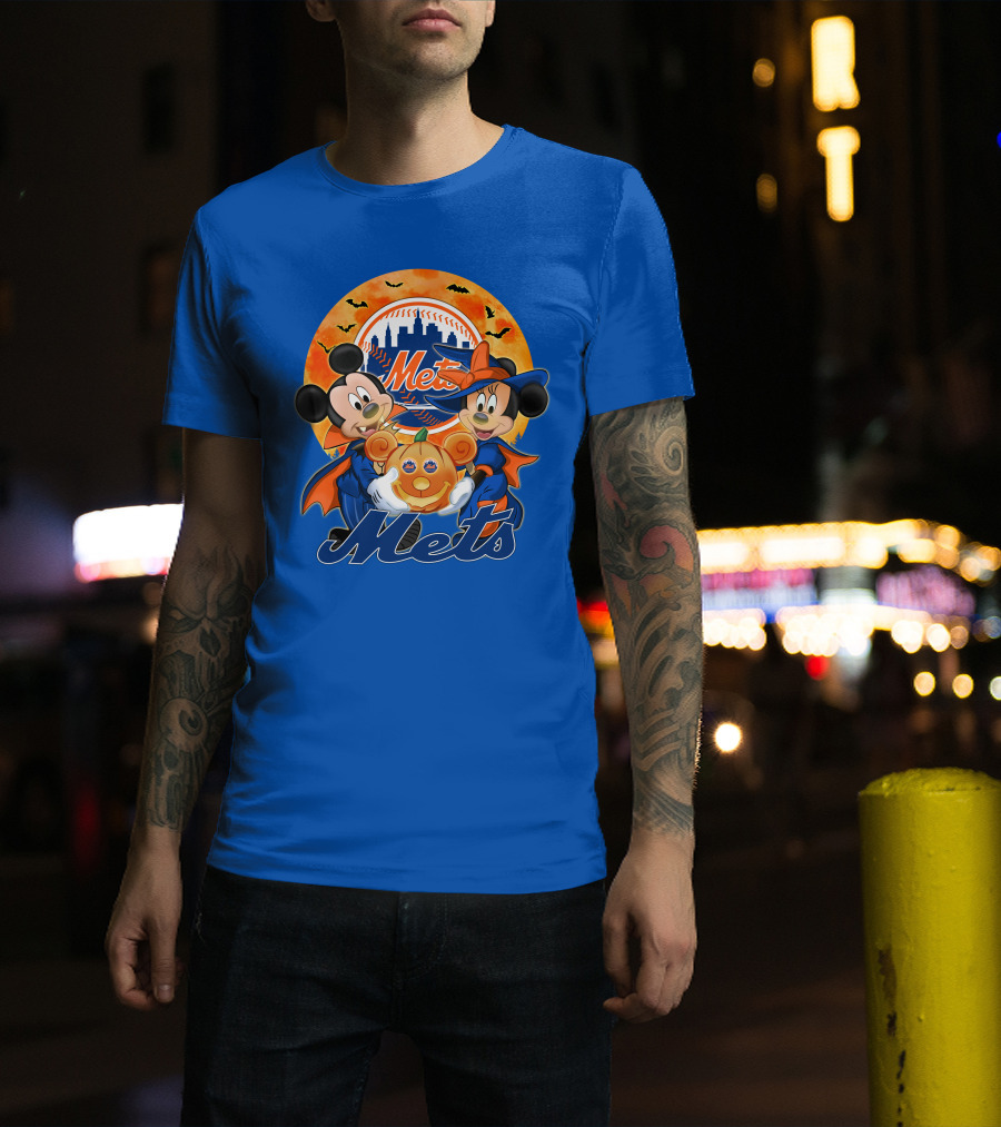Mickey Minnie Mets Halloween Pumpkin Baseball Bats T-Shirt
