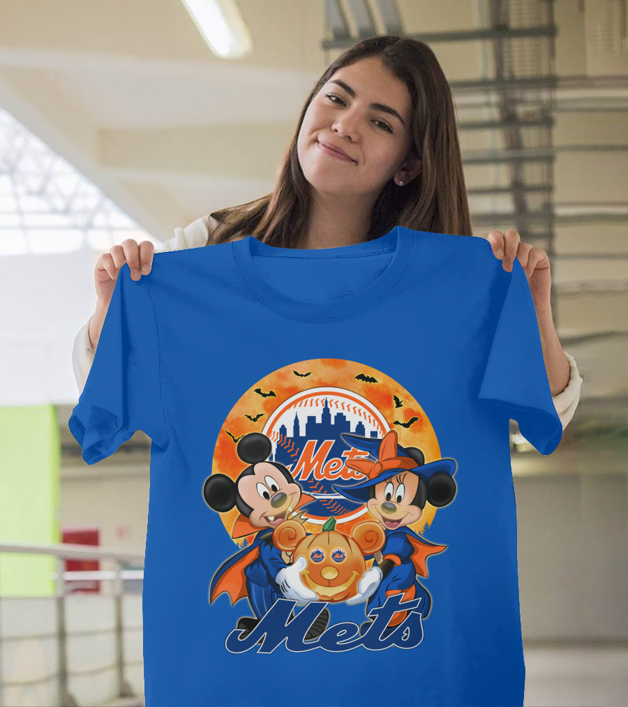 Mickey Minnie Mets Halloween Pumpkin Baseball Bats T-Shirt