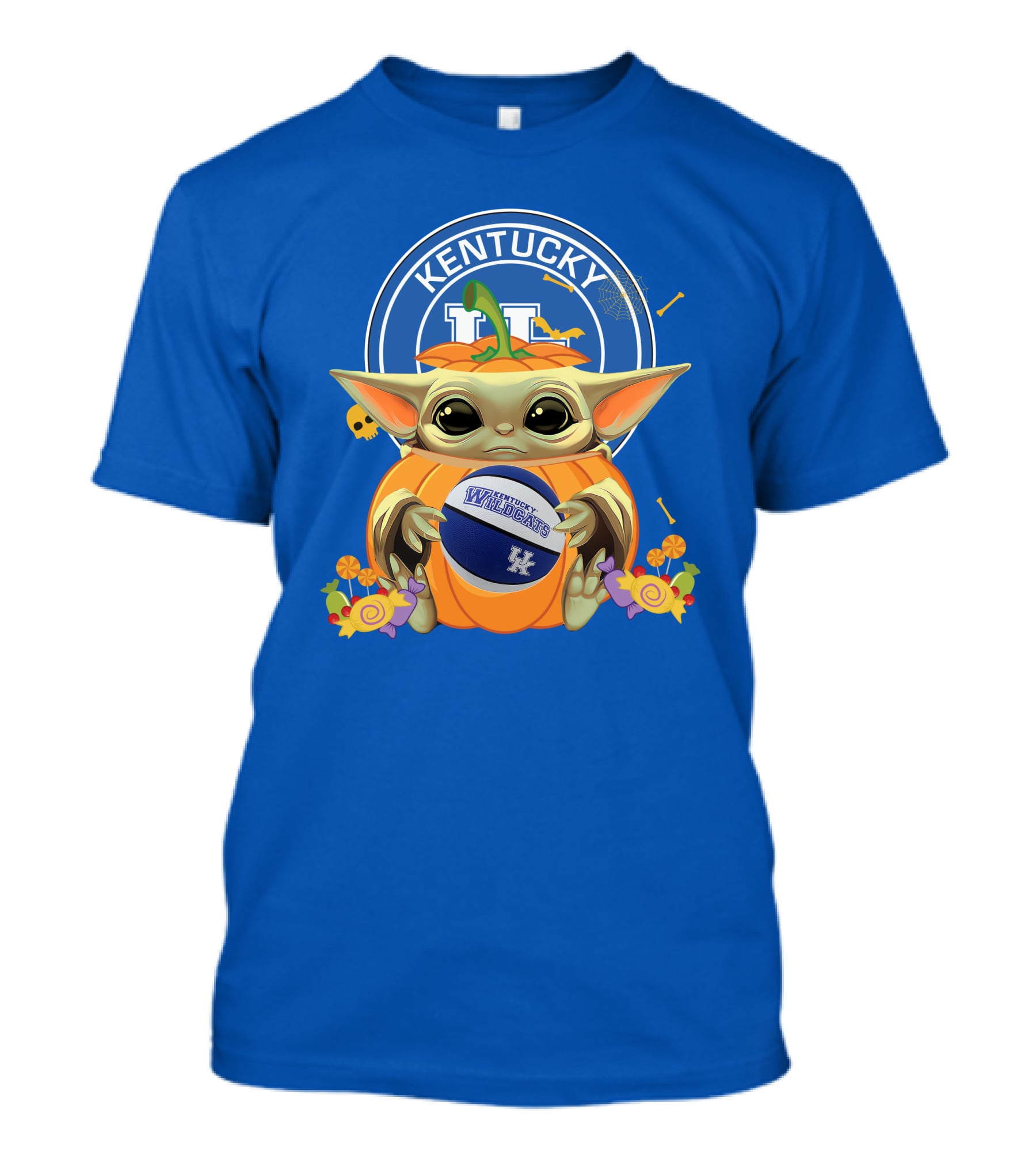 Halloween Pumpkin Baby Yoda Hug Kentucky Wildcats Basketball T-Shirt
