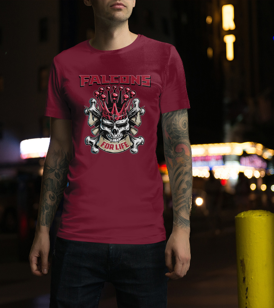Falcons Skull King Crowned With Bones For Life T-Shirt