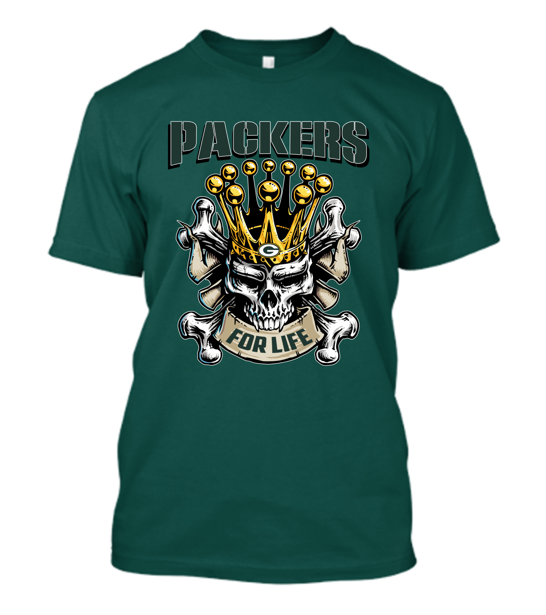 Packers Skull King Crown For Life T-Shirt