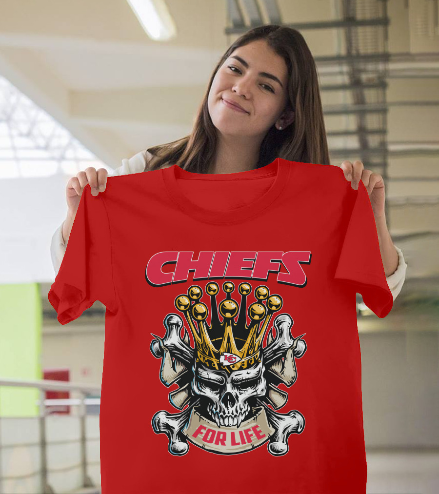Chiefs Skull King Crown For Life T-Shirt
