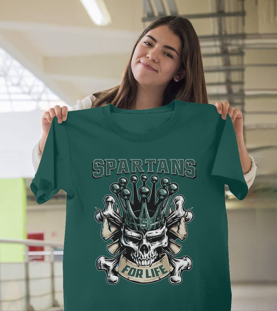 Spartans Skull King Michigan State For Life T-Shirt