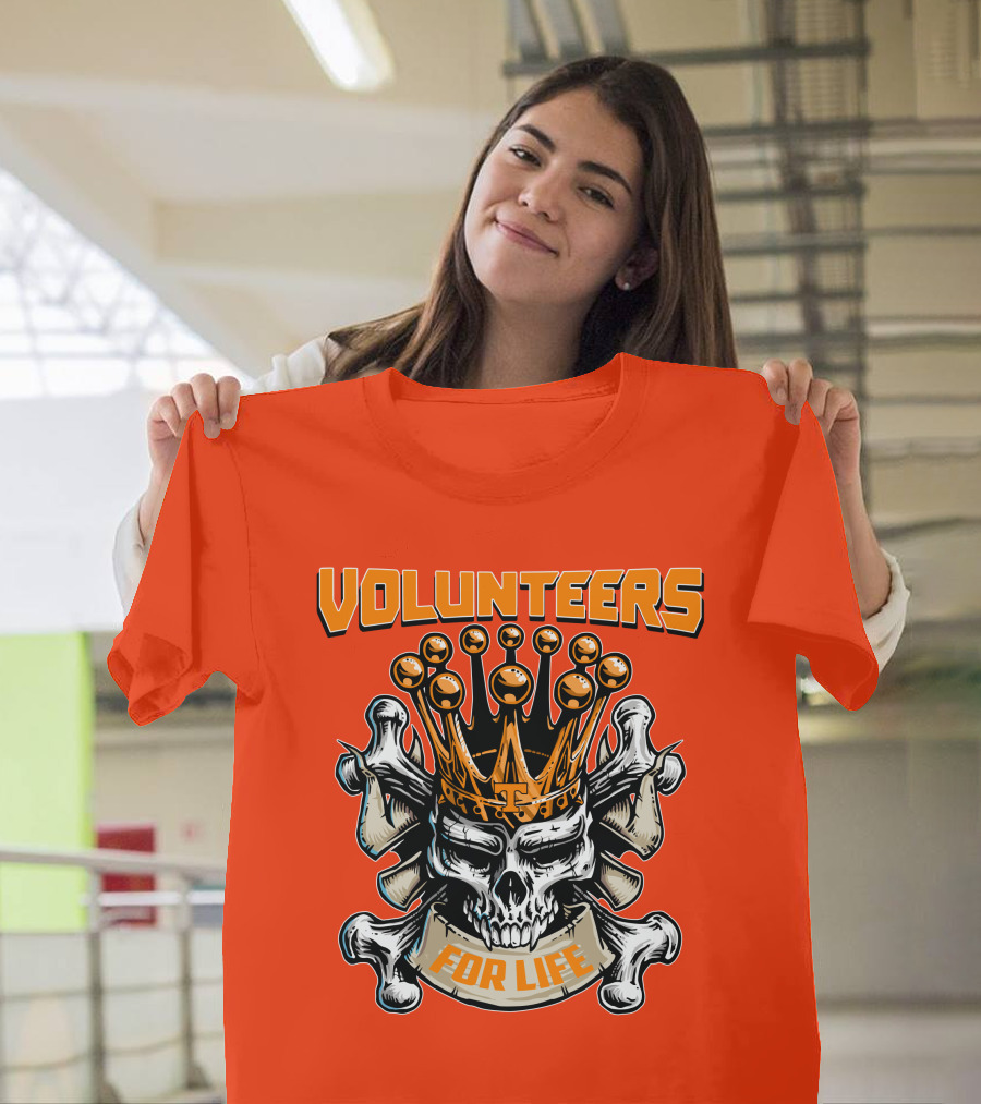 Volunteers Skull King Crown Tennessee For Life T-Shirt
