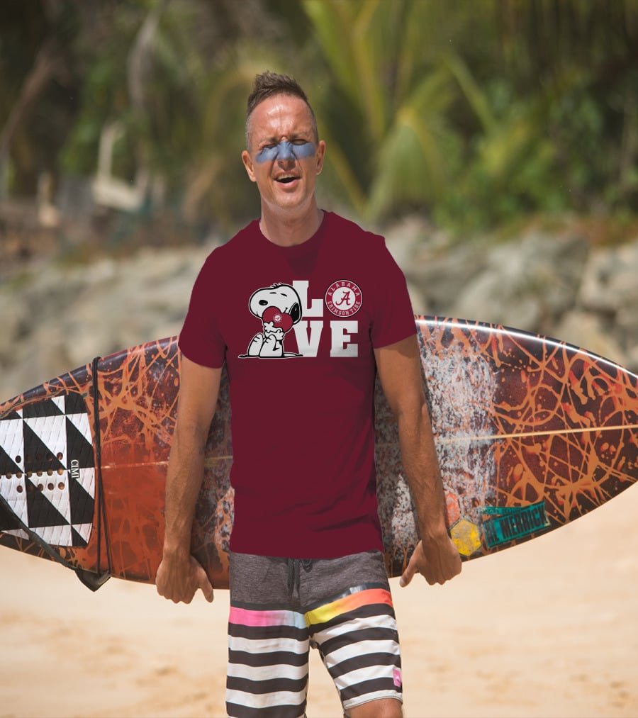 Snoopy Love Alabama Crimson Tide Football T-Shirt