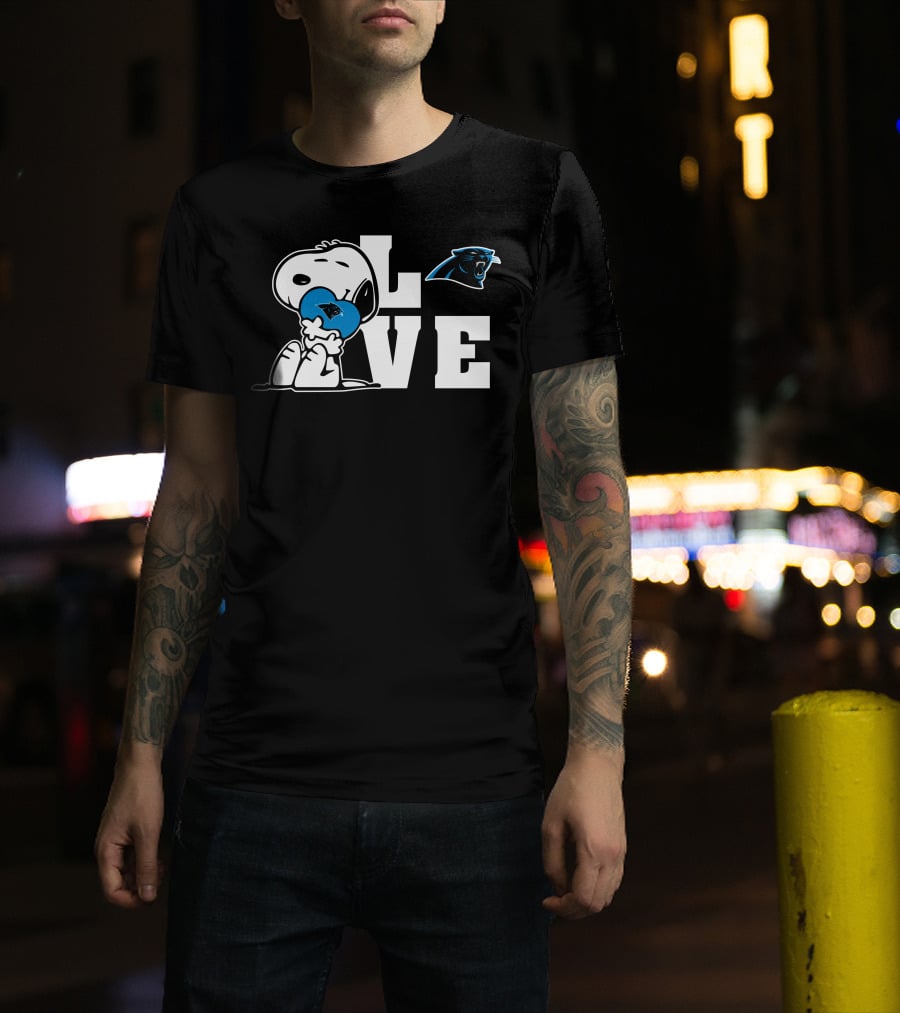 Snoopy Love Carolina Panthers Heart T-Shirt