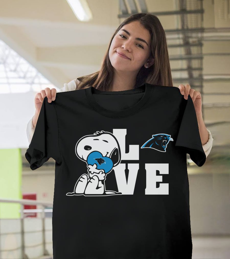 Snoopy Love Carolina Panthers Heart T-Shirt