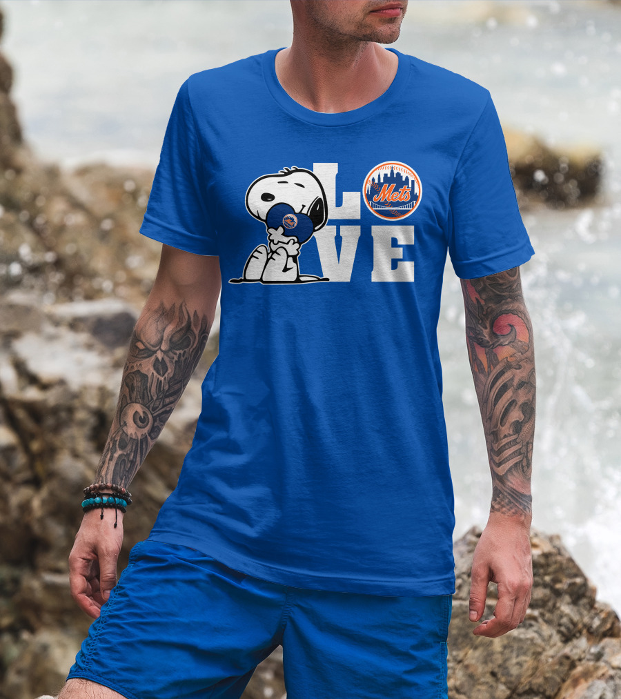 Snoopy Love Mets Baseball New York Peanuts Fan Gear T-Shirt