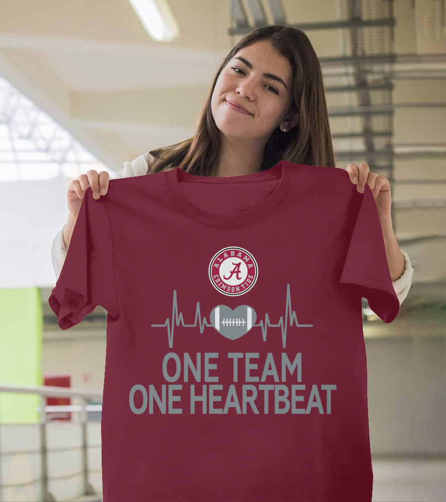 Alabama Crimson Tide One Team One Heartbeat Football Heartbeat T-Shirt