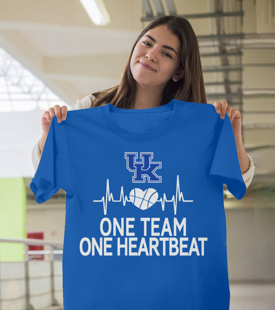 Kentucky Wildcats UK Logo One Team One Heartbeat Basketball Heartbeat T-Shirt