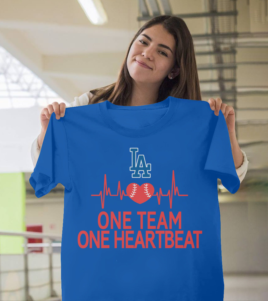 LA Dodgers One Team One Heartbeat Baseball Heartbeat T-Shirt