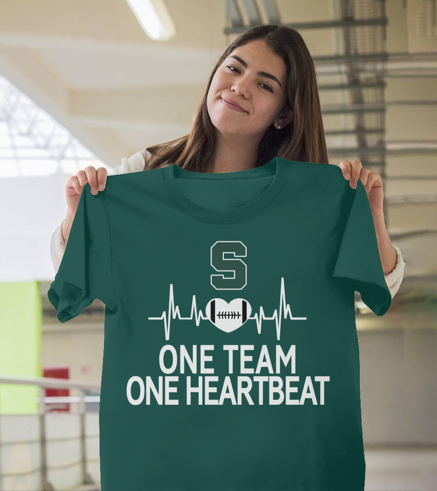 Michigan State Spartans S Logo Football Heartbeat One Team One Heartbeat T-Shirt