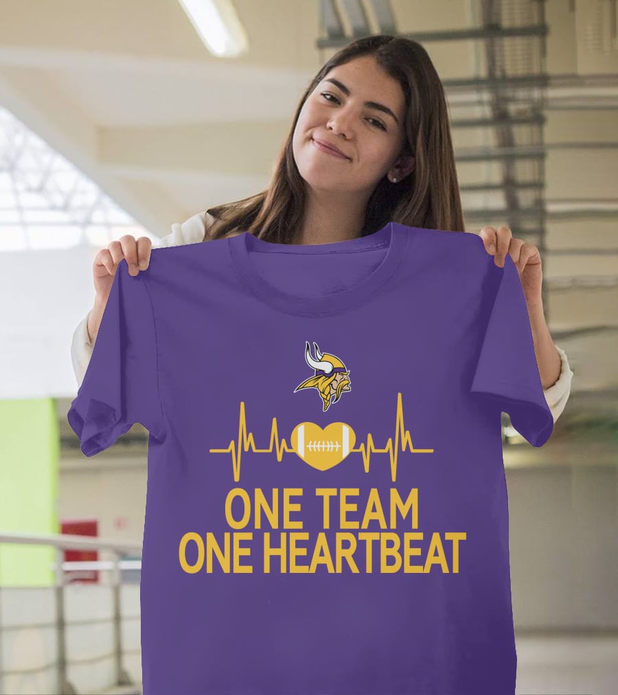 Minnesota Vikings One Team One Heartbeat Football Heartbeat T-Shirt