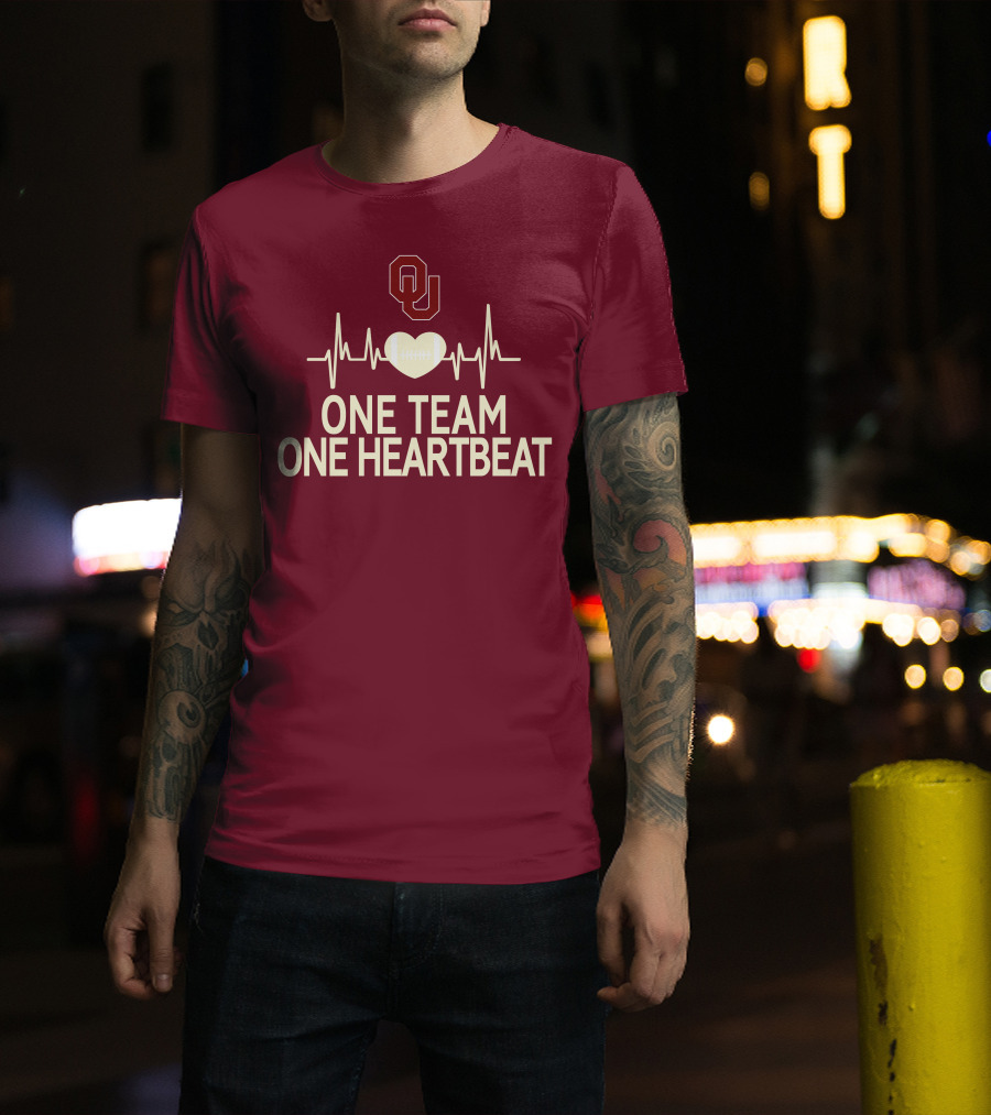 Oklahoma Sooners Football Heartbeat One Team One Heartbeat T-Shirt