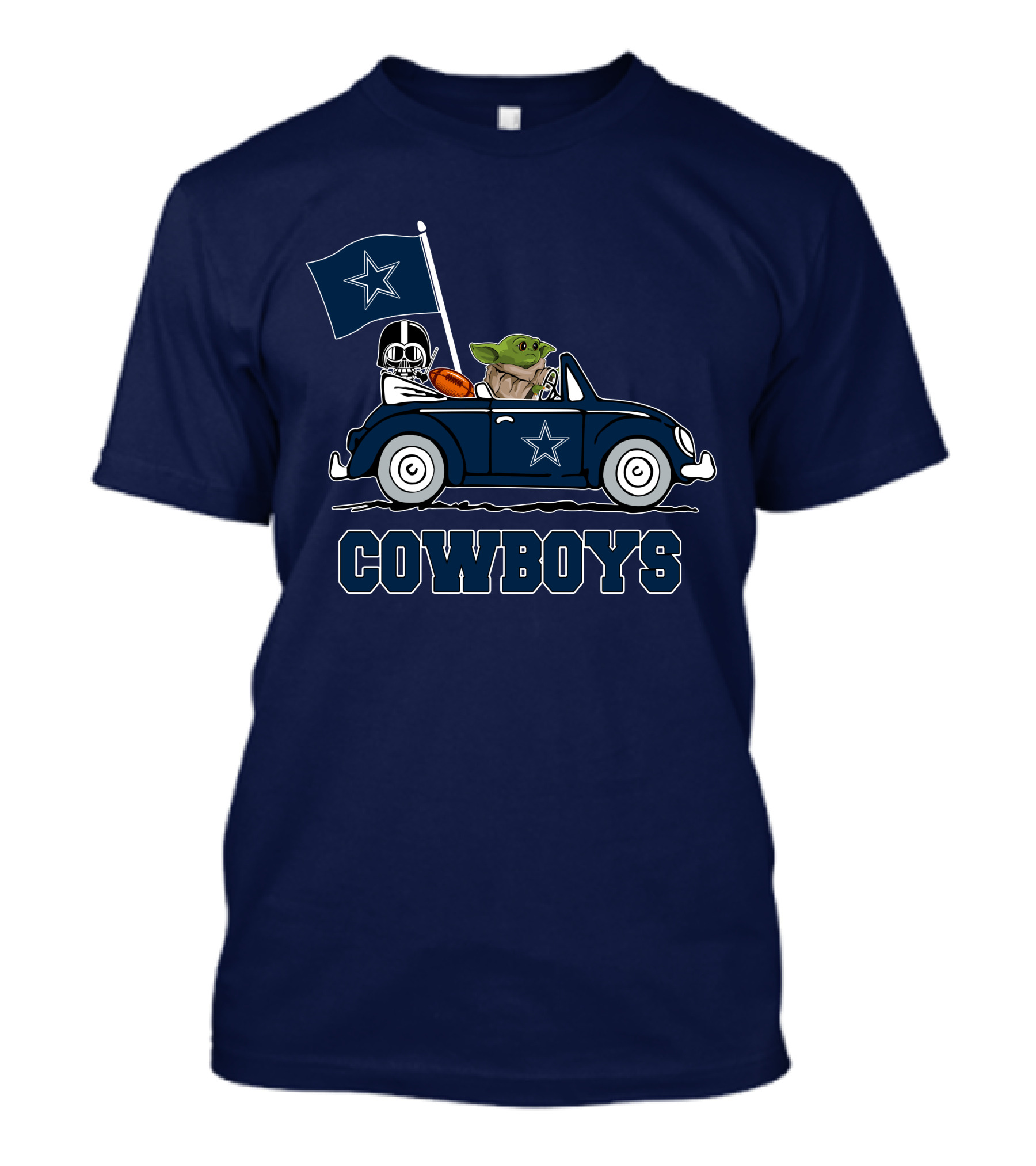 Dallas Cowboys Darth Vader Baby Yoda Driving Star Wars Cowboys Car T-Shirt