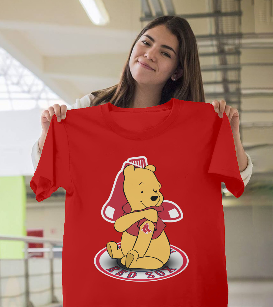 Boston Red Sox Winnie The Pooh Hugging Baseball T-Shirt