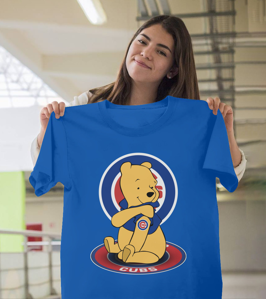 Chicago Cubs Pooh Bear Crossover Logo T-Shirt