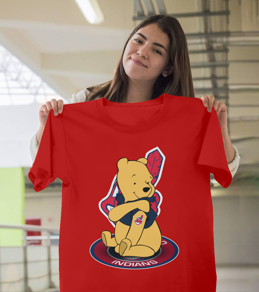Winnie the Pooh Cleveland Indians Baseball Team Crossover T-Shirt