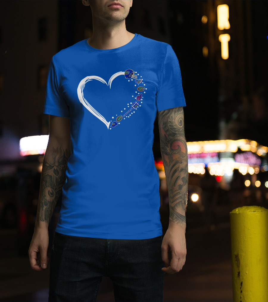 Florida Gators Love Heart Helmet Fan Symbols T-Shirt