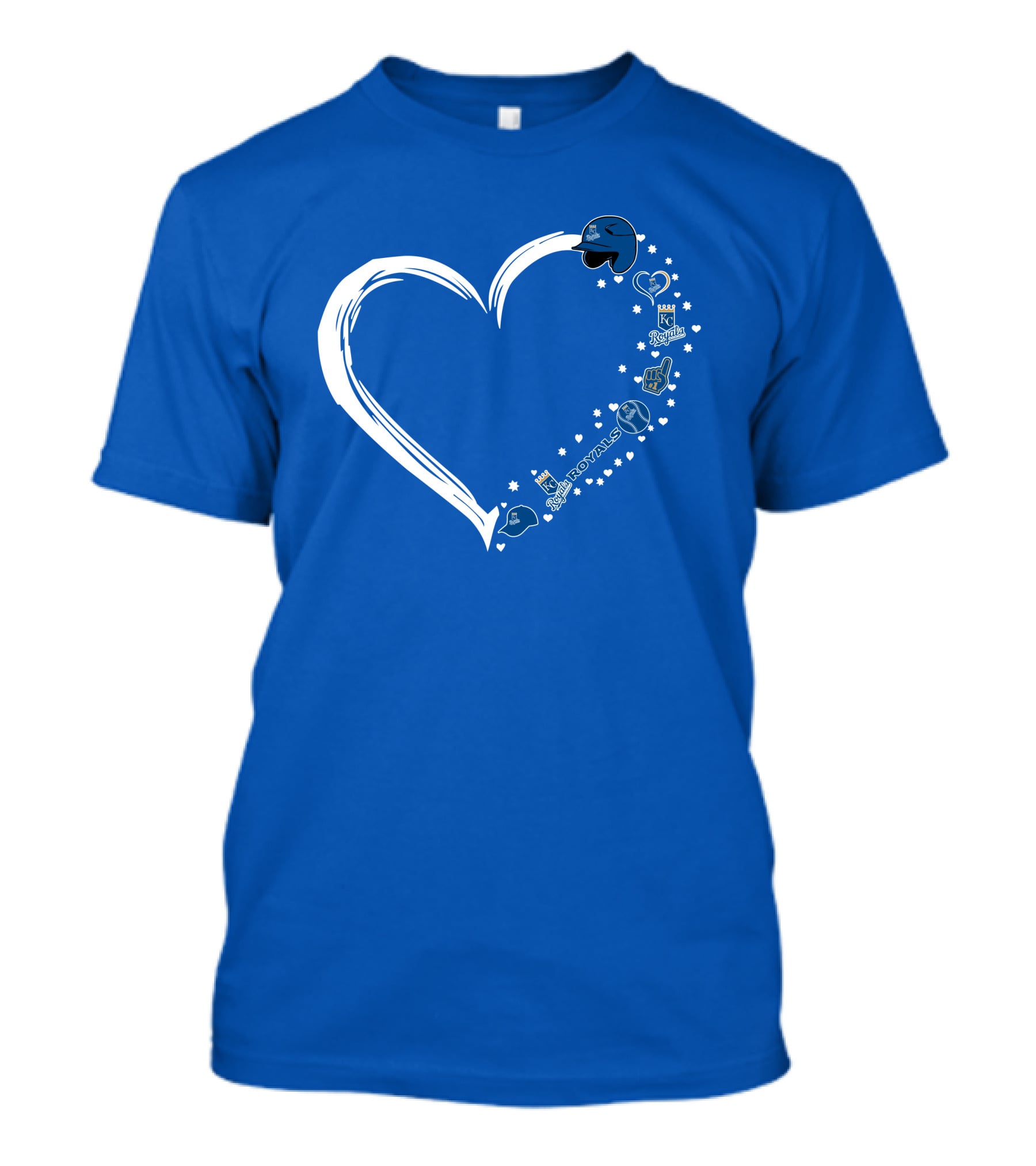 Kansas City Royals Heart Logo Fan Stars And Helmets T-Shirt