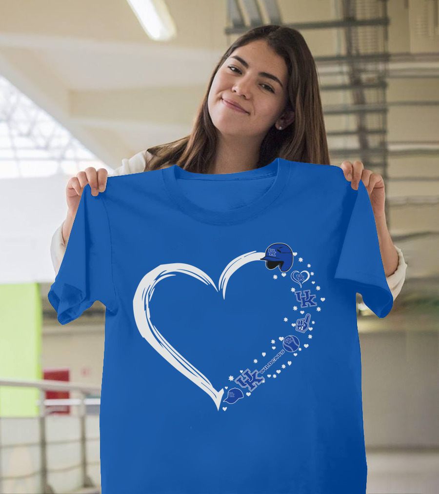 Heart-Shaped Kentucky Wildcats #1 Fan Symbol With UK Logos And Sports Icons T-Shirt