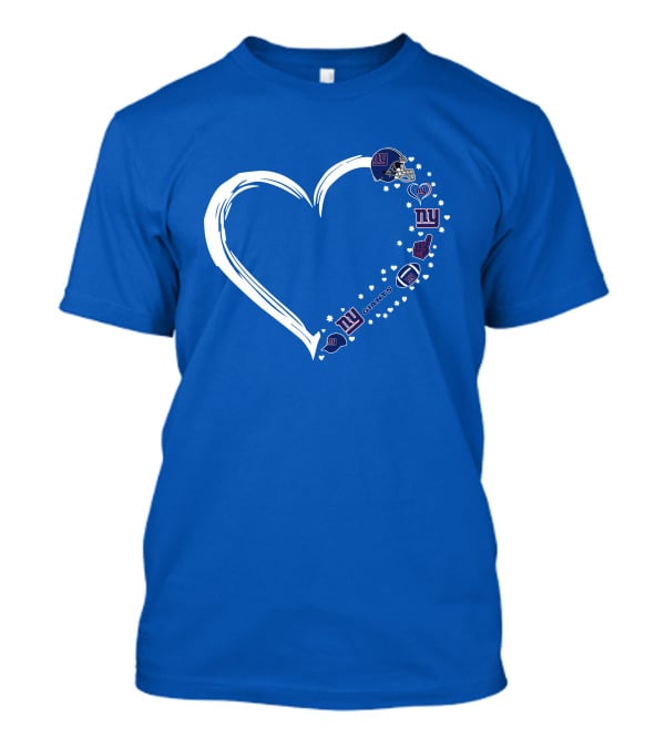 New York Giants Fan Heart Design With Logos And Symbols T-Shirt