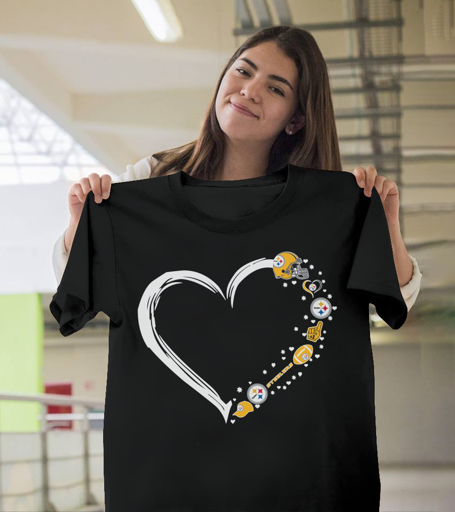 Pittsburgh Steelers Heart Helmet Foam Finger Stars Fan Art #1 Fan T-Shirt