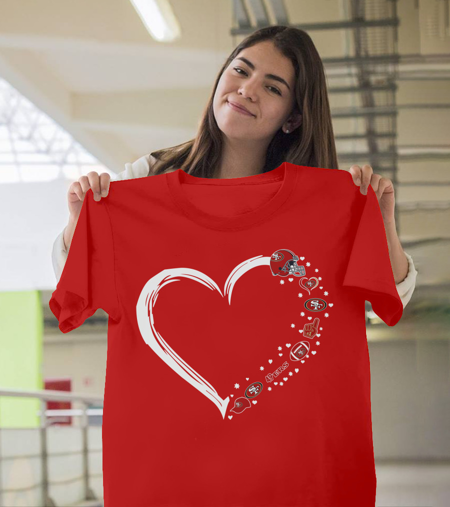 San Francisco 49ers Heart Design With Helmet T-Shirt
