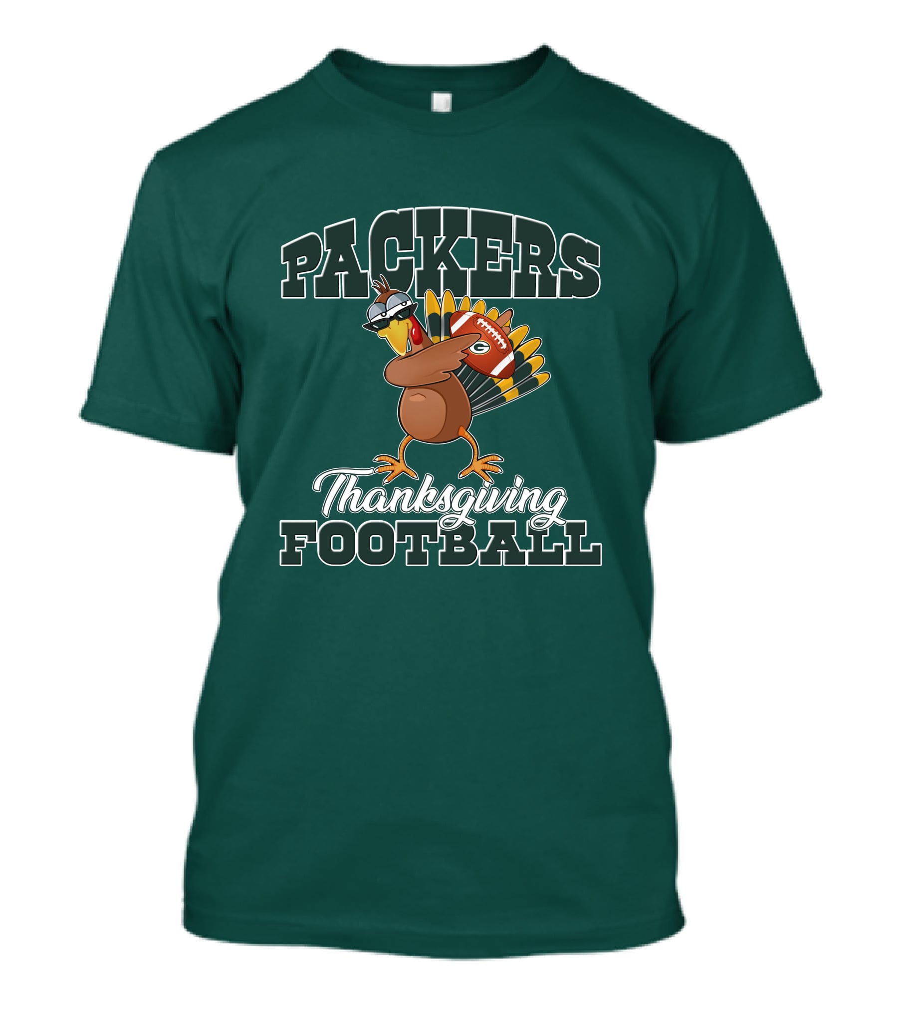 Packers Thanksgiving Football Turkey With Sunglasses T-Shirt