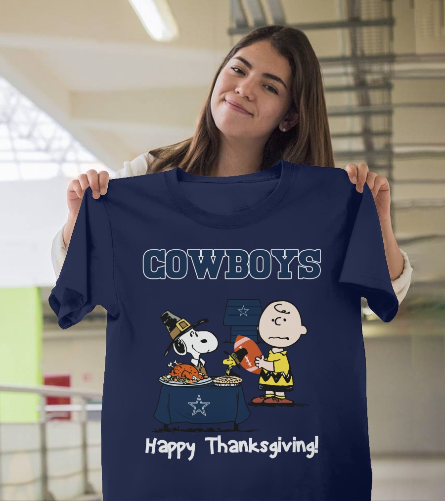 Dallas Cowboys Snoopy Charlie Brown Happy Thanksgiving T-Shirt