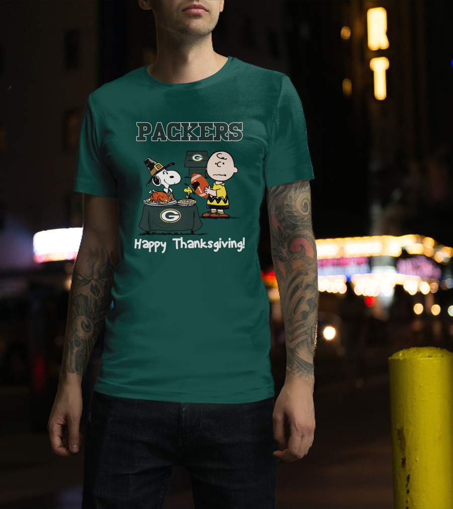 Packers Snoopy Charlie Brown Happy Thanksgiving T-Shirt