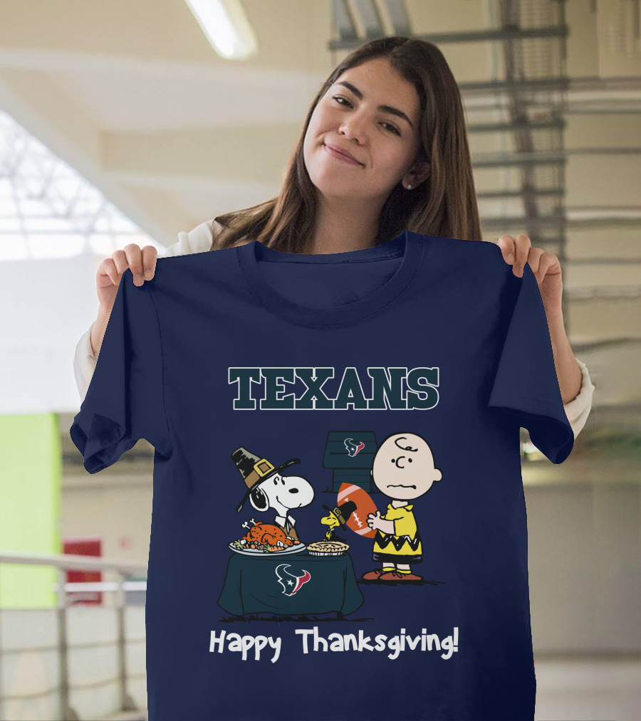 Texans Snoopy Charlie Brown Thanksgiving Football T-Shirt