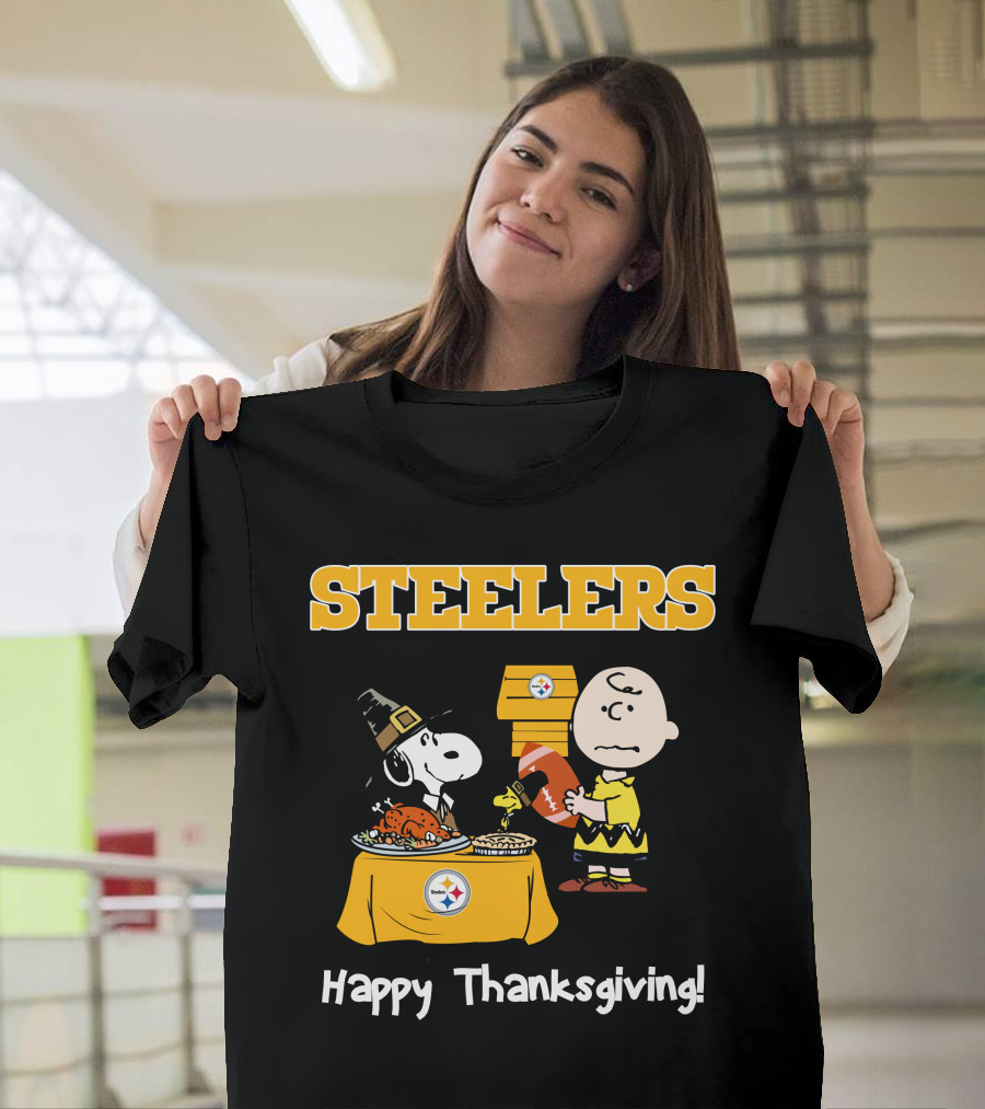 Steelers Snoopy Charlie Brown Happy Thanksgiving T-Shirt