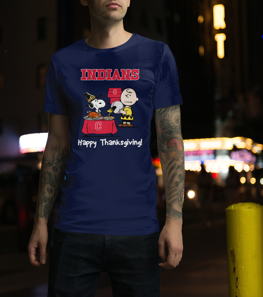Indians Snoopy Happy Thanksgiving Charlie Brown Peanuts T-Shirt