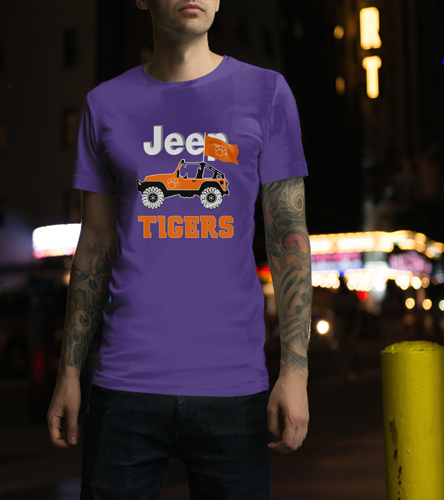 Jeep Clemson Tigers Paw Print Off-Road Enthusiast Flag T-Shirt