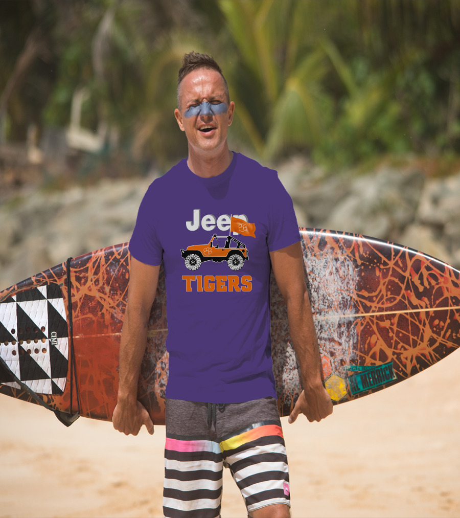 Jeep Clemson Tigers Paw Print Off-Road Enthusiast Flag T-Shirt