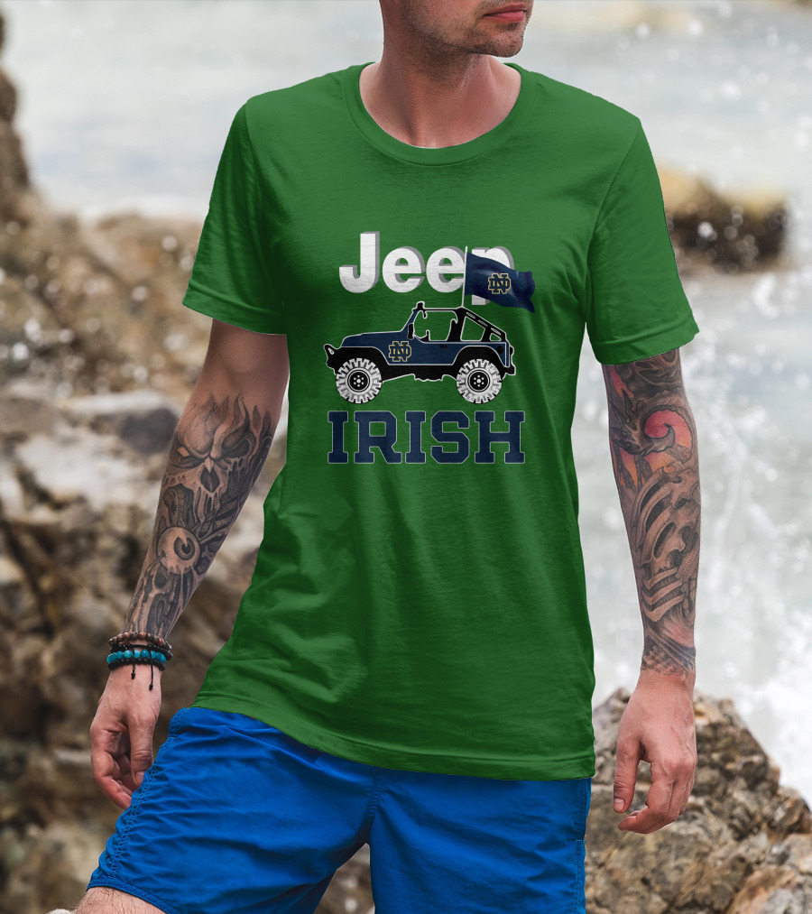 Jeep Notre Dame Fighting Irish Flag T-Shirt
