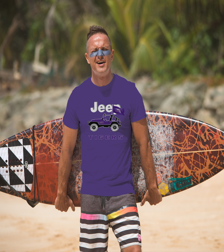 Jeep Lsu Tigers Purple Flag T-Shirt