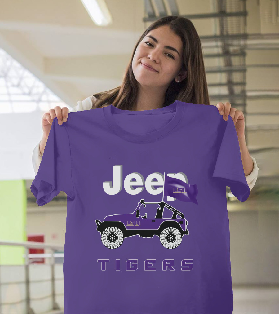Jeep Lsu Tigers Purple Flag T-Shirt