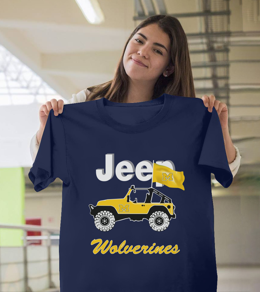 Jeep Michigan Wolverines M Flag Yellow T-Shirt