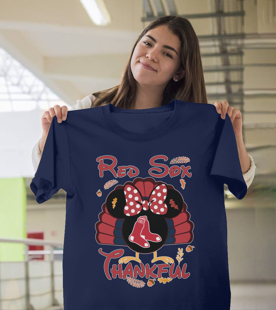 Red Sox Thankful Minnie Thanksgiving Turkey T-Shirt