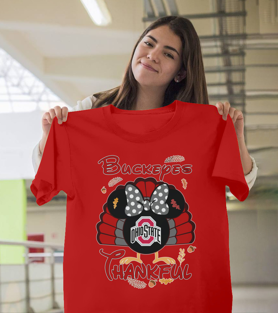 Buckeyes Thankful Ohio State Minnie Thanksgiving T-Shirt