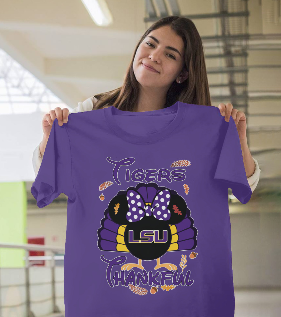 LSU Tigers Thankful Minnie Thanksgiving T-Shirt