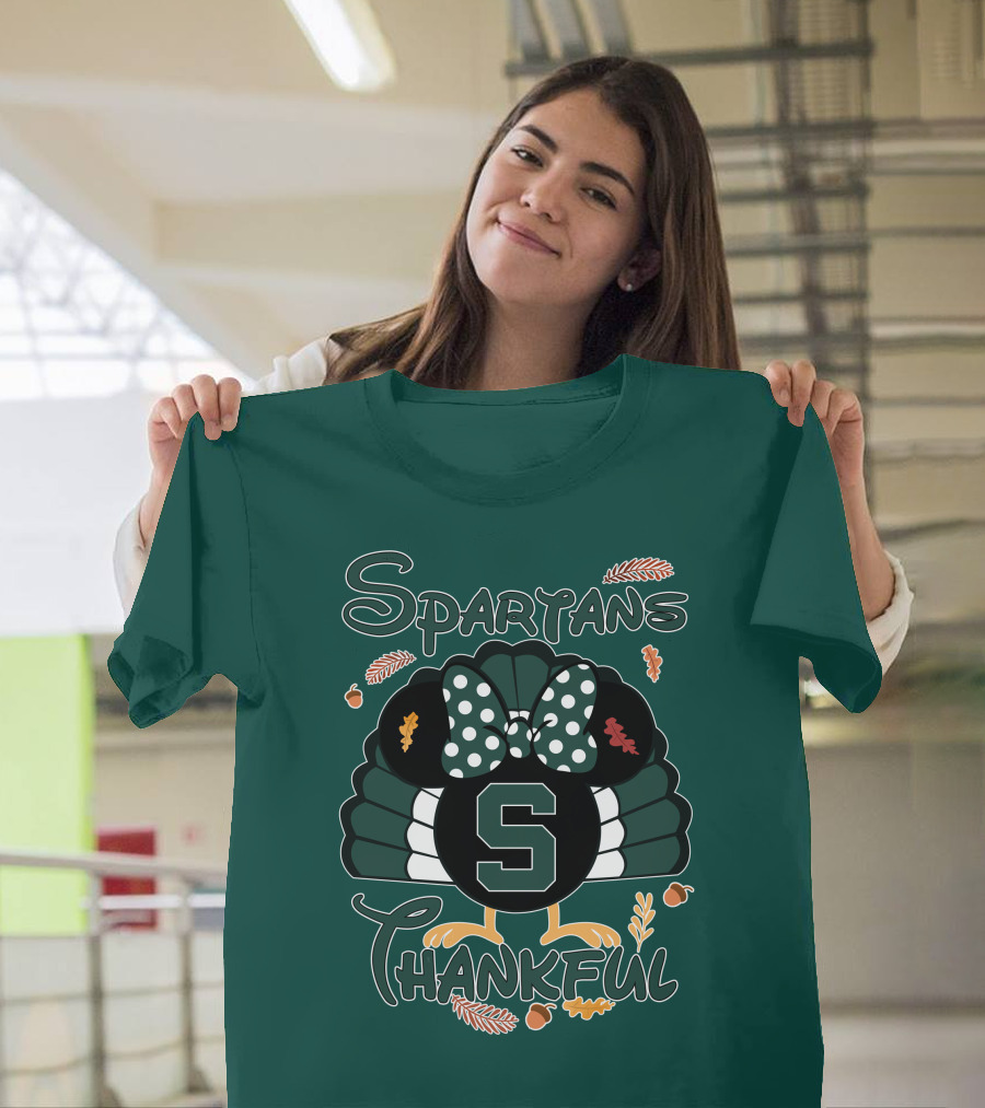 Spartans Thankful Thanksgiving Minnie Michigan State T-Shirt